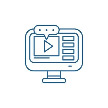Video lessons line icon concept. Video lessons flat vector symbol, sign, outline Illustrazione stock