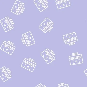 Video lessons line vector seamless pattern black Illustrazione stock