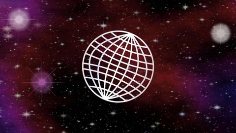 Video with line earth within space with flying stars and red nebula. Computer Stock Footage 75261115