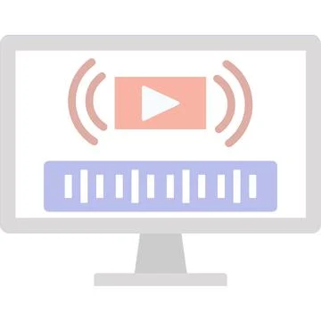 Video live stream icon flat computer vector Stock Illustration