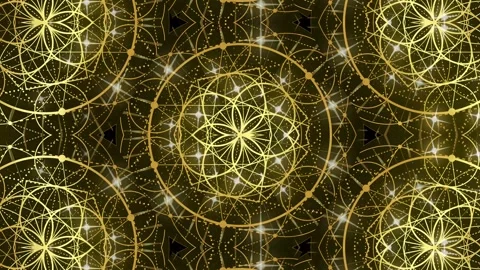 Video loop animation of gold flower of life, Sacred Geometry Seamless Pattern Stock Footage 337773681