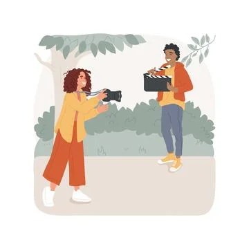 Video making isolated cartoon vector illustration. Illustrazione stock