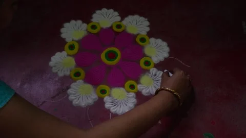 Video of making of  simple easy rangoli designs at home  Video stock 319436001