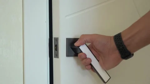 Video of man opens the door and enter in (out) Stock Footage 211175929