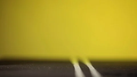 Video of a man standing next to his amazing, light blue car figurine in the m Stock Footage 113243523