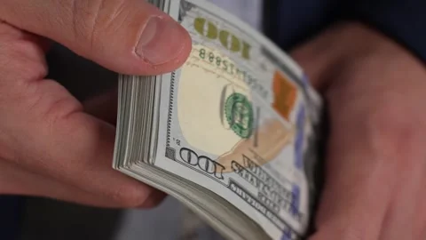 Video of man's hands count banknotes, money calculation. Personal expenses, Stock Footage 287198368