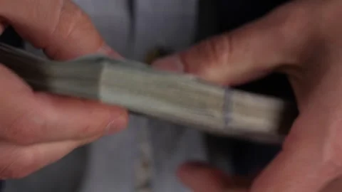 Video of man's hands count banknotes, money calculation. Personal expenses, Stock Footage 287198662