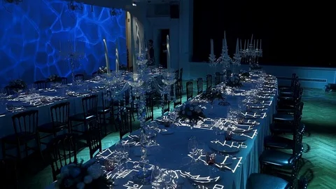 Video mapping of holiday tables in motion Video stock 129639567