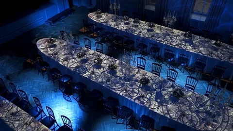 Video mapping of holiday tables view from above Video stock 129639598