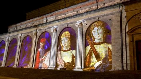 Video Mapping Projection on Historic Building in Florence Stock-Footage 319835475