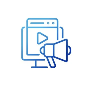 Video marketing pixel perfect gradient linear vector icon Ilustração Stock
