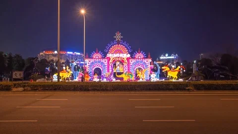 Video-material-of-late-shooting-night-scene-of-Changzhou-Chinese-dinosaur-ga 스톡 동영상 126135009