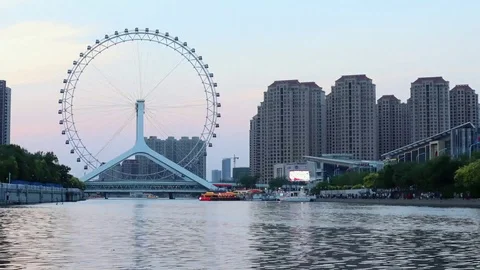 Video-materials-for-delayed-photography-of-sunset-in-Tianjin Stock Footage 126134654