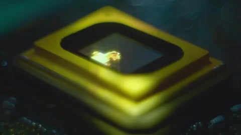 A video matrix located on the printed circuit board plays a clip Stock Footage 313156272