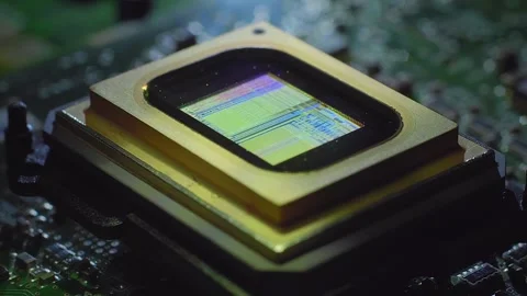 A video matrix located on the printed circuit board plays a clip Stock Footage 313156536