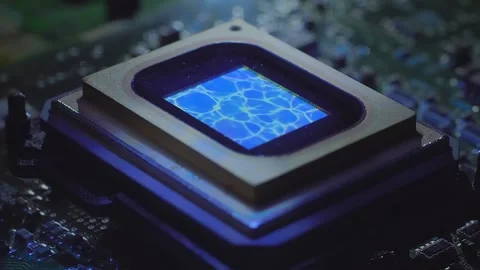 A video matrix plays a images of caustic pattern in water Stock Footage 313219667