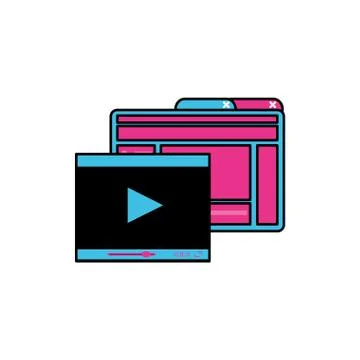 Video media player template with webpage Stock Illustration