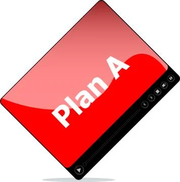 Video media player for web with plan a word . isolated on white Stock Illustration