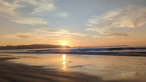Video of Mediterranean sea waves at sunset in Tangier, Morocco. 스톡 동영상 241362409