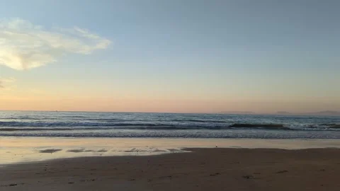 Video of Mediterranean sea waves at sunset in Tangier, Morocco. 스톡 동영상 241362973