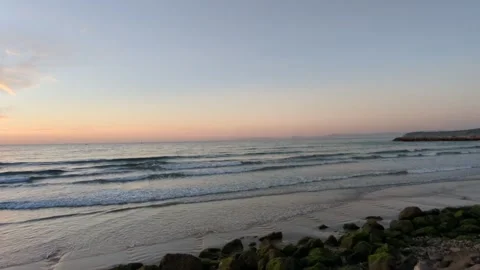 Video of Mediterranean sea waves at sunset in Tangier, Morocco. 스톡 동영상 241363080