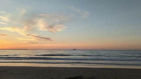 Video of Mediterranean sea waves at sunset in Tangier, Morocco. 스톡 동영상 241363328