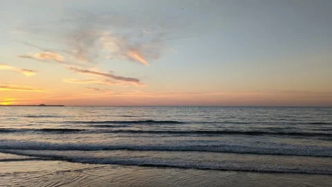Video of Mediterranean sea waves at sunset in Tangier, Morocco. 스톡 동영상 241363395