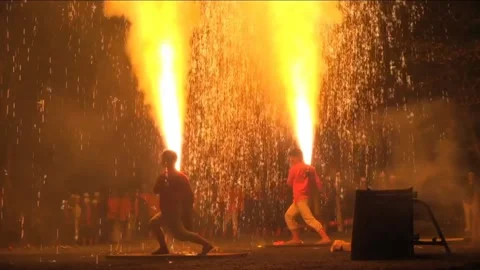 Video of men setting fireworks on Diwali night Stock Footage 218283045