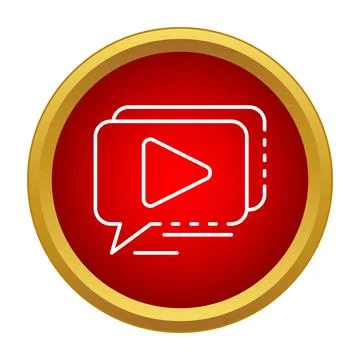 Video message chat bubble icon on red background Stock Illustration