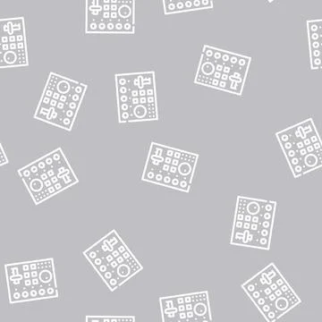 Video mixer line vector seamless pattern flat Stock Illustration