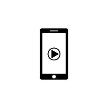 Video on a mobile device or play button icon design black symbol isolated on  Stock Illustration