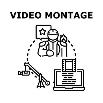 Video montage producing concept creating movie content Illustrazione stock
