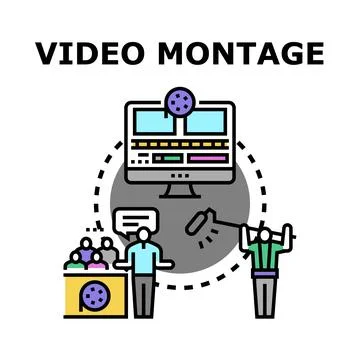 Video montage producing presenting and editing concept Stock Illustration