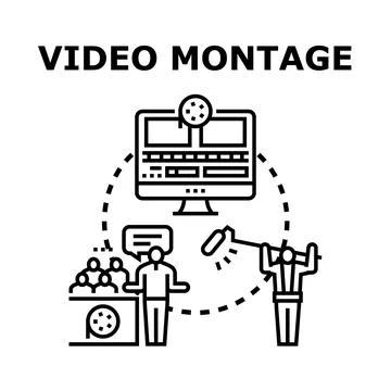 Video montage producing presenting and editing concept Stock Illustration