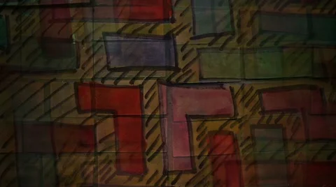 Video motion graffiti maze Tetris ornament night light moves along the wall Stock Footage 48688959