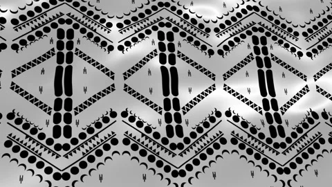 Video motion graphic background. Geometric ethnic pattern on silk fabric wind Stock Footage 196771114
