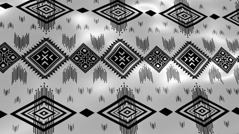 Video motion graphic background. Geometric ethnic pattern on silk fabric wind Stock Footage 196771649