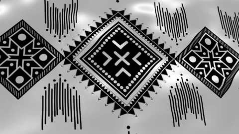 Video motion graphic background. Geometric ethnic pattern on silk fabric wind Stock Footage 196772423