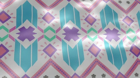 Video motion graphic background. Geometric ethnic pattern on silk fabric wind Stock Footage 196773471