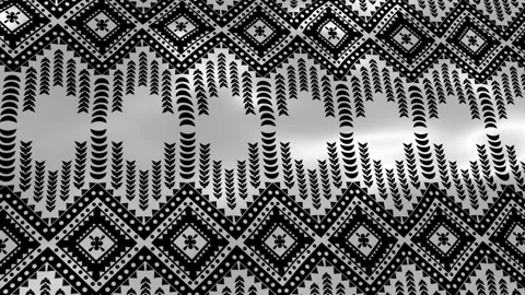Video motion graphic background. Geometric ethnic pattern on silk fabric wind Stock Footage 196773970