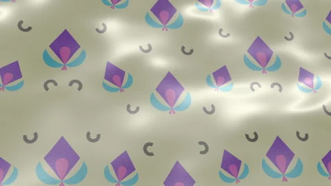 Video motion graphic background. Geometric ethnic pattern on silk fabric wind Stock Footage 196774777