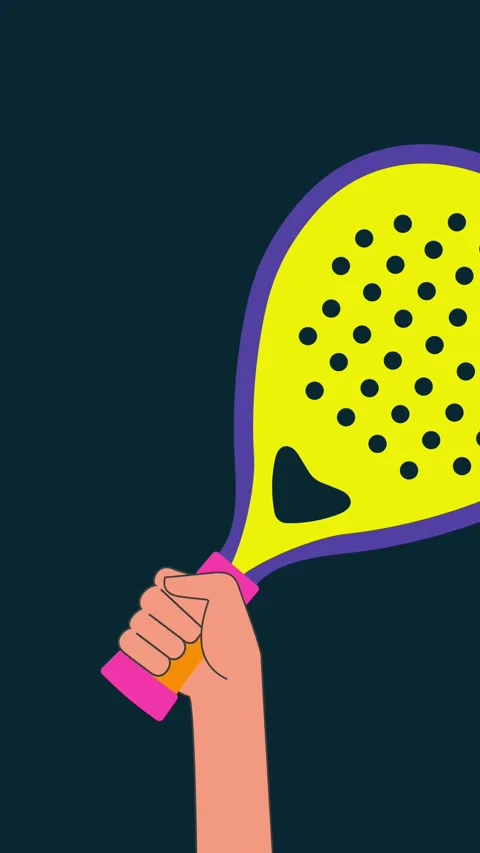 Video motion of a hand swinging a padel racket with a ball appearing Stock Footage 316601265