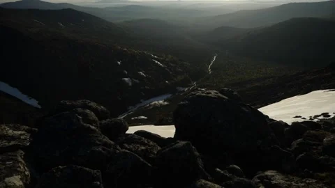 Video of a mountain landscape with snow-capped lakes in clear sunny weather Stock Footage 150949706