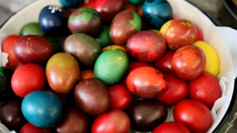 Video of multi colored easter eggs Stock Footage 277888149