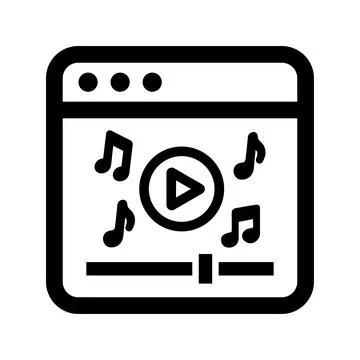 Video, music, tutorial icon. Black vector grapgics. 스톡 일러스트