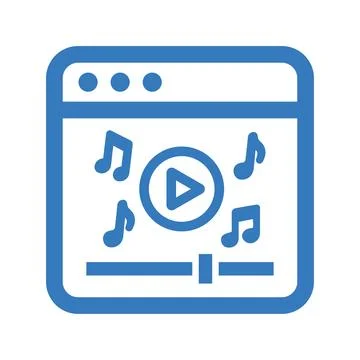 Video, music, tutorial icon. Blue color desigtn. Stock Illustration