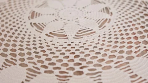 Video of needlework and craft. Round handmade lace. Top view, close up Stock Footage 263894934