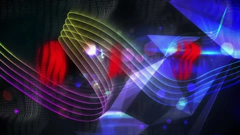 Video of neon waves over colours, shapes... | Stock Video | Pond5