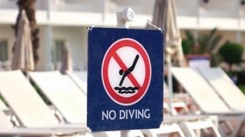Video of no diving sign in real slow motion Stock Footage 83133362
