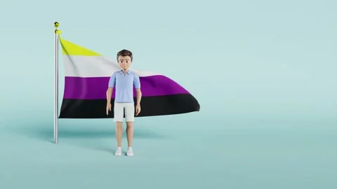 A video of Non-binary Pride Flag isolated against white background; 3D 動画素材 238850450